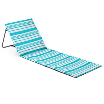 Beach Mat With Adjustable Backrest Folding Sun Lounger Chair With Carry Handle - Blue