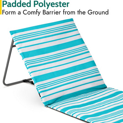 Beach Mat With Adjustable Backrest Folding Sun Lounger Chair With Carry Handle - Blue - 4