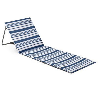 Beach Mat With Adjustable Backrest Folding Sun Lounger Chair With Carry Handle Navy