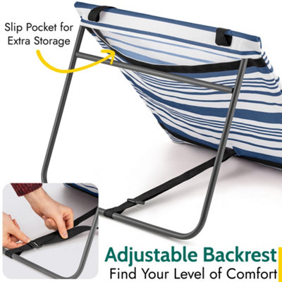 Beach Mat With Adjustable Backrest Folding Sun Lounger Chair With Carry ...