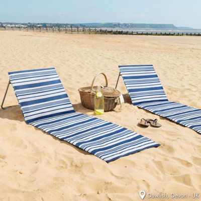 Beach Mat With Adjustable Backrest Folding Sun Lounger Chair With Carry ...