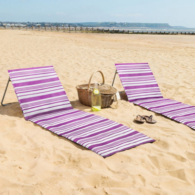 Beach Mat With Adjustable Backrest Folding Sun Lounger Chair With Carry Handle Purple DIY at B Q