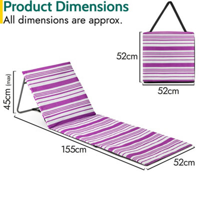 Beach Mat With Adjustable Backrest Folding Sun Lounger Chair With Carry ...