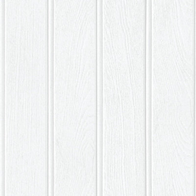 Beadboard Panel Wallpaper In Ivory Cream