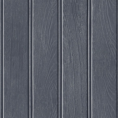 Beadboard Panel Wallpaper In Navy Blue