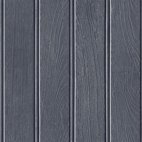 Beadboard Panel Wallpaper In Navy Blue