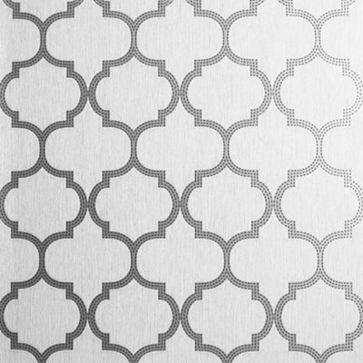 Beaded Trellis Wallpaper Arthouse Grey Silver Glitter Vinyl Textured