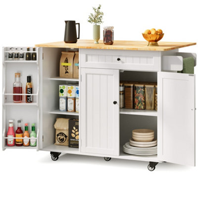Bealife Kitchen Island with Wheels, Drop Leaf Trolley, Lockable Castors ...