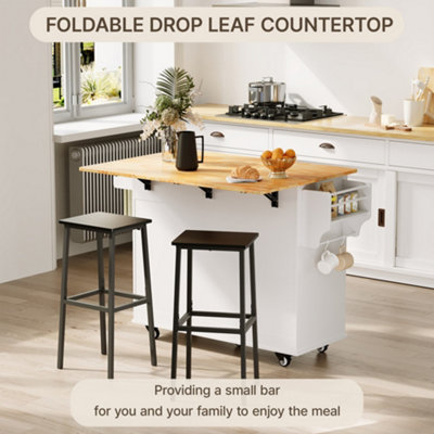 Bealife Kitchen Island with Wheels, Drop Leaf Trolley, Lockable Castors ...