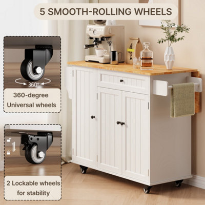 Bealife Kitchen Island with Wheels, Drop Leaf Trolley, Lockable Castors ...