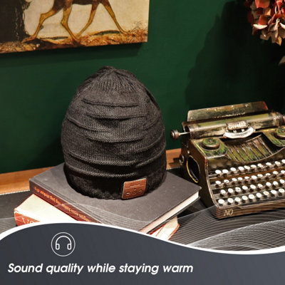 Beanie Hat with Rechargeable Bluetooth Wireless Headphones Integrated- Built-In Microphone For Hands Free Calls - August EPA25B
