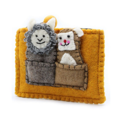 Bear & Sheep Finger Puppet Pouch - Soft, Durable Playset