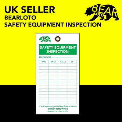 BearLOTO Safety Equipment Inspection Tag Green 20 Pack