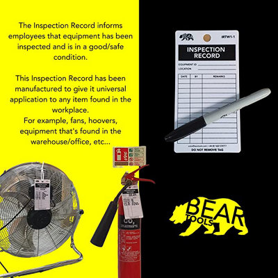 BearTOOLS Inspection Record White Tag 20 Pack