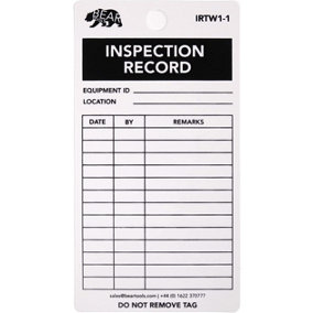 BearTOOLS Inspection Record White Tag 5 Pack