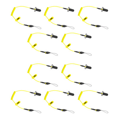 BearTOOLS Lightweight Coil Yellow Safety Lanyard 10 Pack