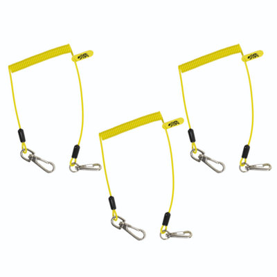 BearTOOLS Lightweight Coil Yellow Safety Lanyard 3 Pack