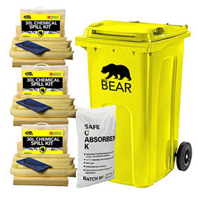 BearTOOLS Spill Control Yellow Chemical Kit 90L Capacity