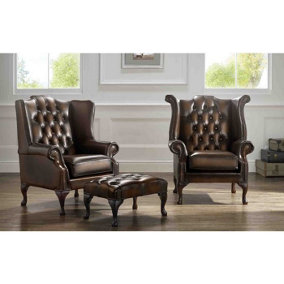 Beatrice And Carlton Wing Chairs With Footstool