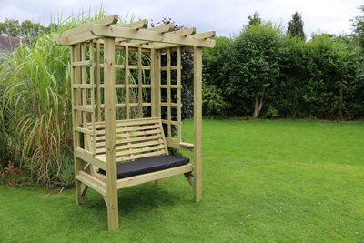 Beatrice Arbour - Sits 2, Wooden Garden Bench with Trellis - L90 x W120 x H210 cm - Minimal Assembly Required
