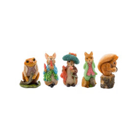 Beatrix Potter Set of 5 Coloured Cane or Stake Toppers Peter Rabbit, Jeremy Fisher, Benjamin Bunny, Mr Tod, Squirrel Nutkin