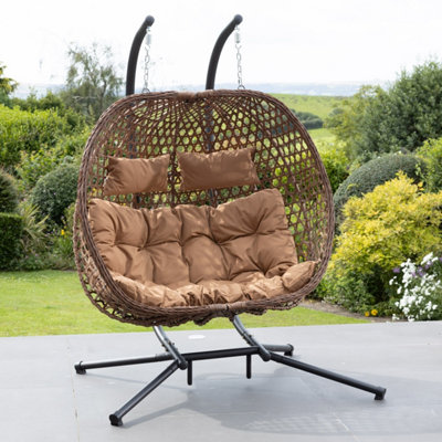 Beauchamp Swinging Double Garden Seat - Brown