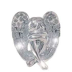 Beautiful Angel with Wings Silver Sparkle Ornament Crushed Diamond