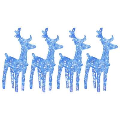 Beautiful Christmas Reindeers 4 pcs Blue 160 LEDs Acrylic