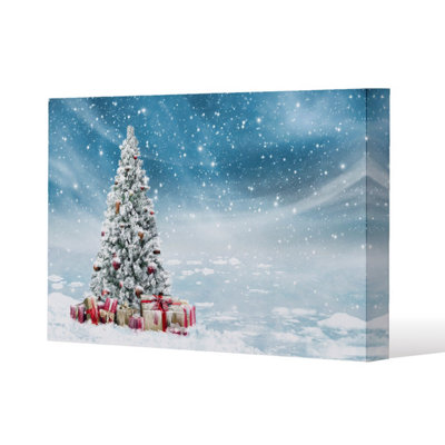 Beautiful decorated snowed in christmas tree (canvas) / 61 x 41 x 4cm