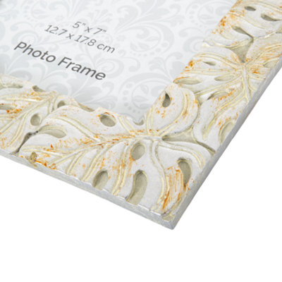 Beautiful Designer Silver and Gold Floral 3D Resin Sculptured 5x7 Picture Frame