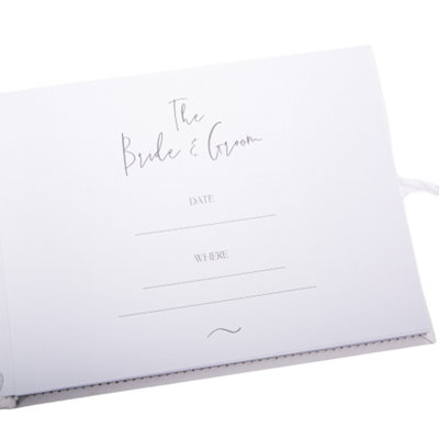 White Ivory Suede Wedding Photo Album - Holds 160 4x6 Photos With Gold MR & MRS Design