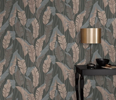 Beautiful Leaf in Brown with Metallic Elements from Erismann 4 Earth Collection - PVC Free