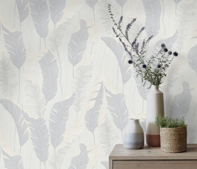 Beautiful Leaf in Neutral with Metallic Elements from Erismann 4 Earth Collection - PVC Free