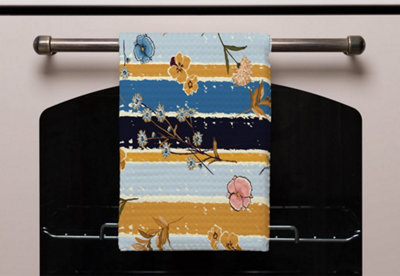 Beautiful meadow flowers on candy colorful brush stripe (Kitchen Towel) / Default Title - 9