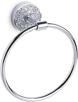 Beautiful Modern Mosaic Silver Mirrored Towel Ring With High Shine