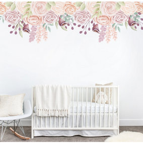 Beautiful Rose Floral Border Wall Sticker