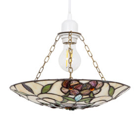 Beautiful Stained Glass Tiffany Pendant Lamp Shade with Forest Green Leaves
