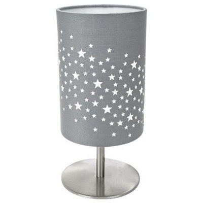 Beautiful Stars Decorated Children/Kids Soft Grey Cotton Bedside Table Lamp