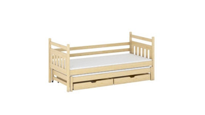 Beautiful wooden double bed with trundle and storage in pine (H)850mm (W)1980mm (D)970mm 