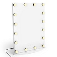 Beautify Hollywood Mirror with Lights, Large Slimline Vanity Mirror w/ 16 LED Lights, Wall Mounted or Free Standing