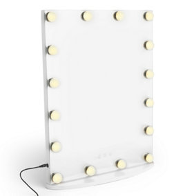 Beautify Hollywood Mirror with Lights, Large Slimline Vanity Mirror w/ 16 LED Lights, Wall Mounted or Free Standing