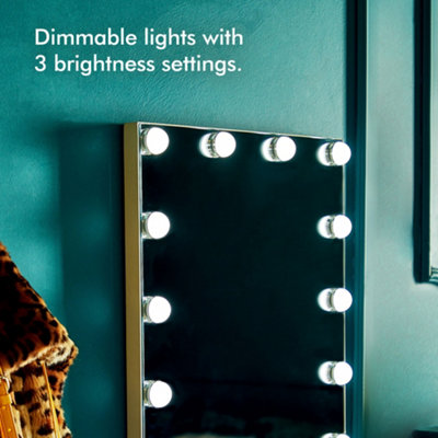 Beautify Hollywood Mirror with Lights Large Slimline Vanity Mirror w 16 LED Lights Wall Mounted or