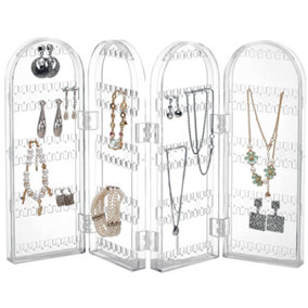Beautify Jewellery Organiser, Acrylic Stand, 260 Earring Holes, 128 Jewellery Hooks, Dressing Table Jewellery Holder