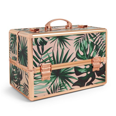 Beautify Make Up Organiser Tropical Print Professional Travel Cosmetic Vanity Case Lockable Makeup Jewellery Storage