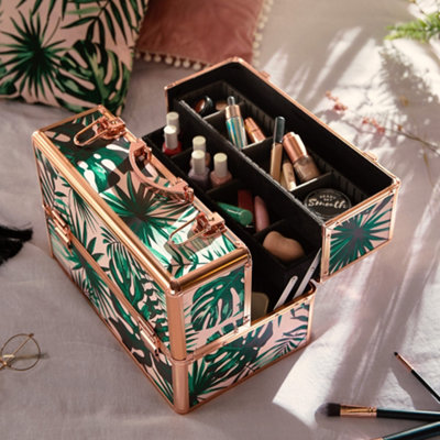 Beautify Make Up Organiser, Tropical Print Professional Travel Cosmetic  Vanity Case, Lockable Makeup & Jewellery Storage