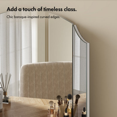 Beautify Makeup Mirror Large Dressing Table Bevelled Beauty Mirror Tri Fold Adjustable Vanity Mirror Free Standing