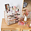 Beautify Makeup Organiser, 5 Tier Acrylic Cosmetic Storage w/ Champagne Frame, 4 Open Top Sections, 12 Lipstick Holders & Drawers