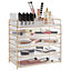 Beautify Makeup Organiser, 5 Tier Acrylic Cosmetic Storage w/ Champagne Frame, 4 Open Top Sections, 12 Lipstick Holders & Drawers