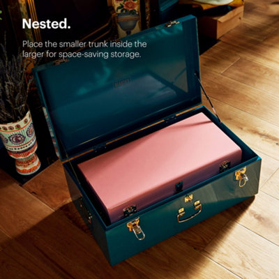 Beautify Storage Trunks, Set of 2 Pink & Teal Stainless Steel Storage ...