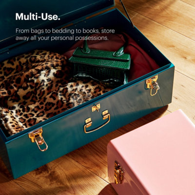 Beautify Storage Trunks, Set of 2 Pink & Teal Stainless Steel Storage ...